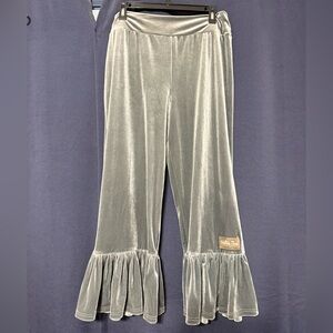 Velvet Flare Pants in Gray